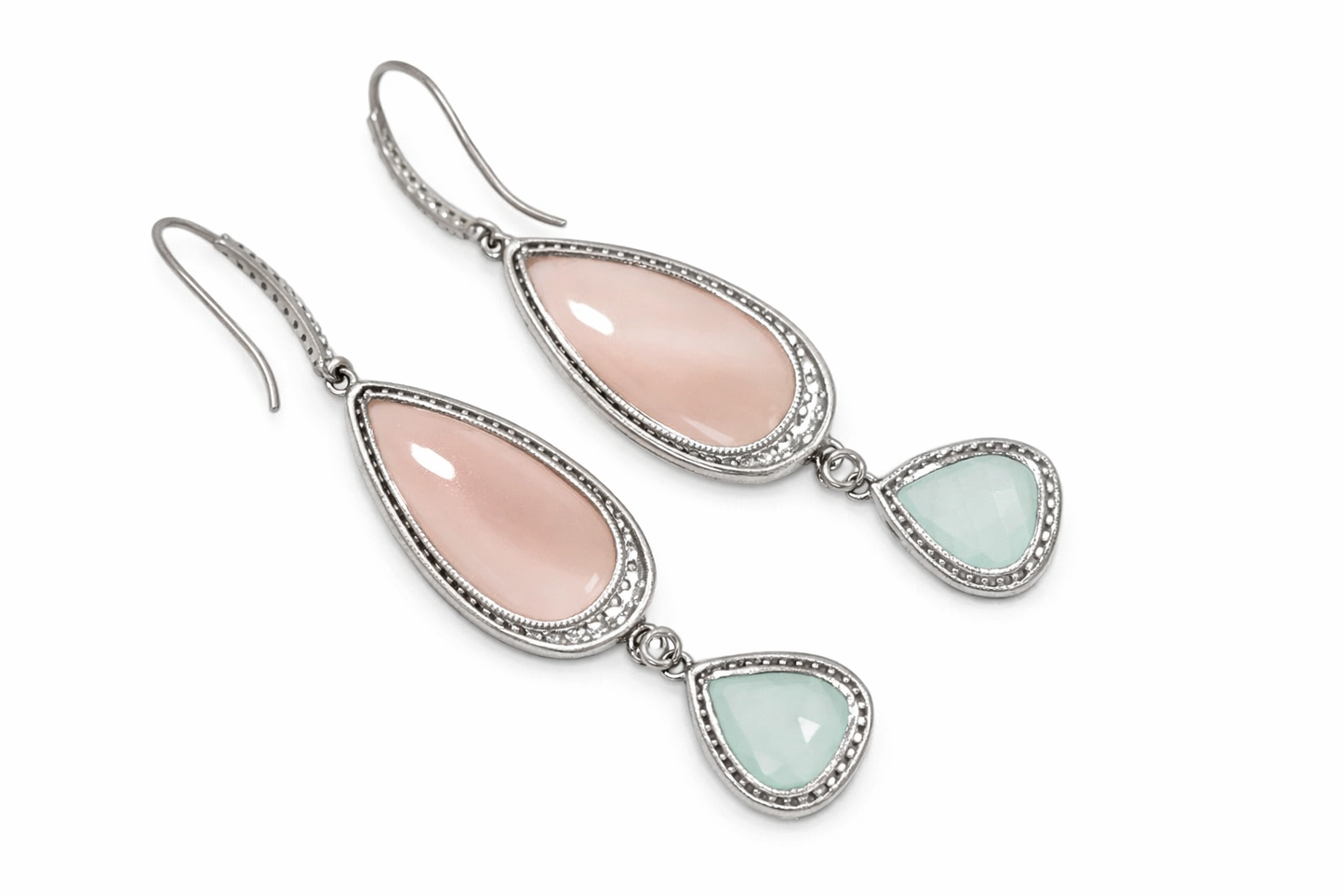 Chalcedony- White Topaz Dangle Drop Earring