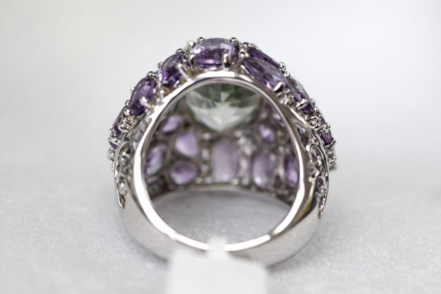 Green Amethyst - Amethyst - White Topaz Ring