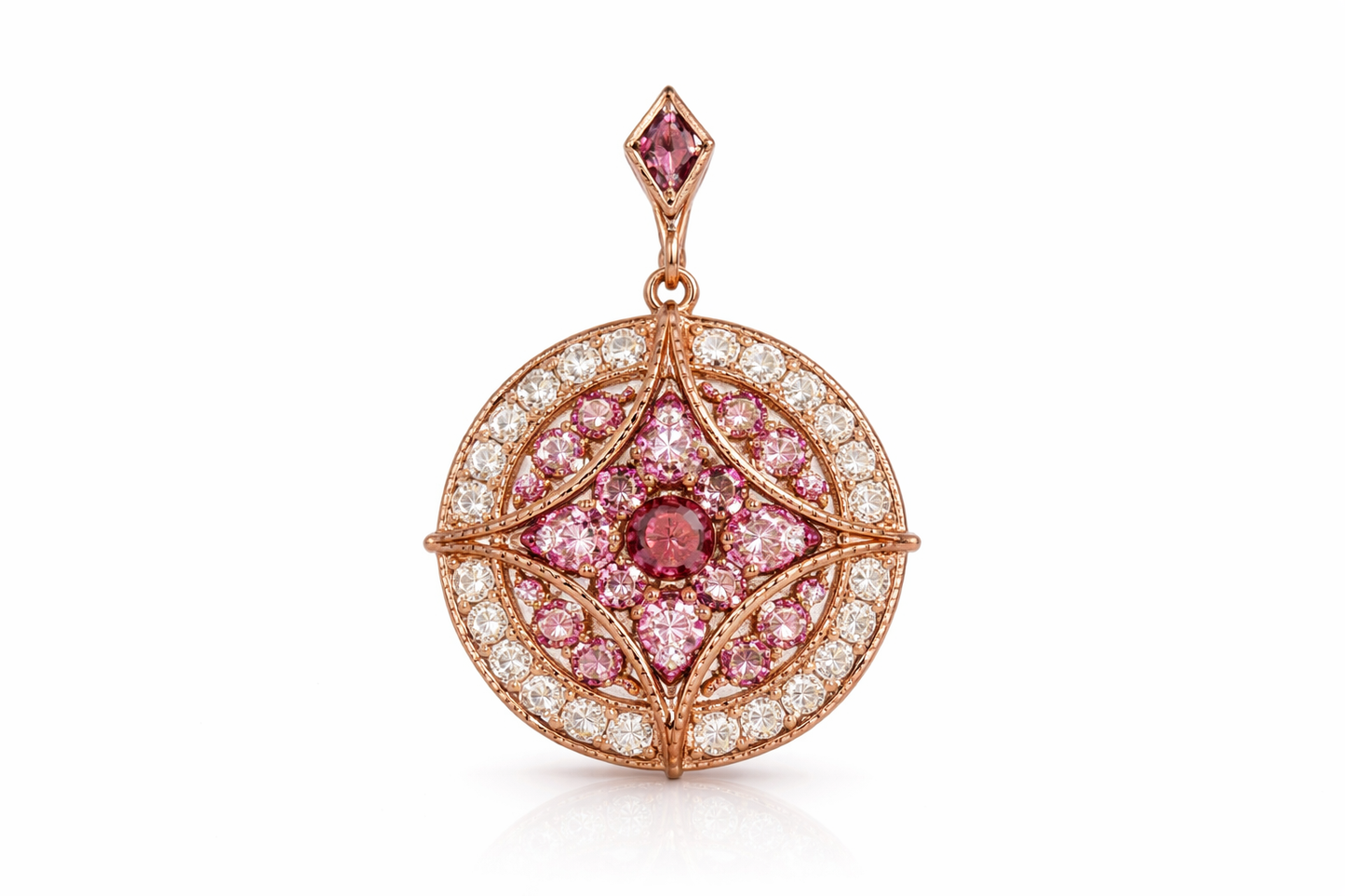 925 Vermeil Pink Tourmaline - White Topaz Pendant- 5.65 cts