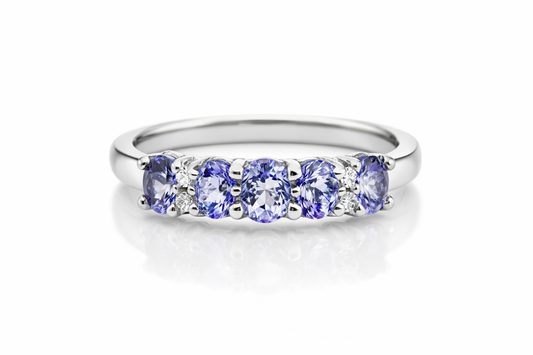 Tanzanite - White Topaz Silver Ring