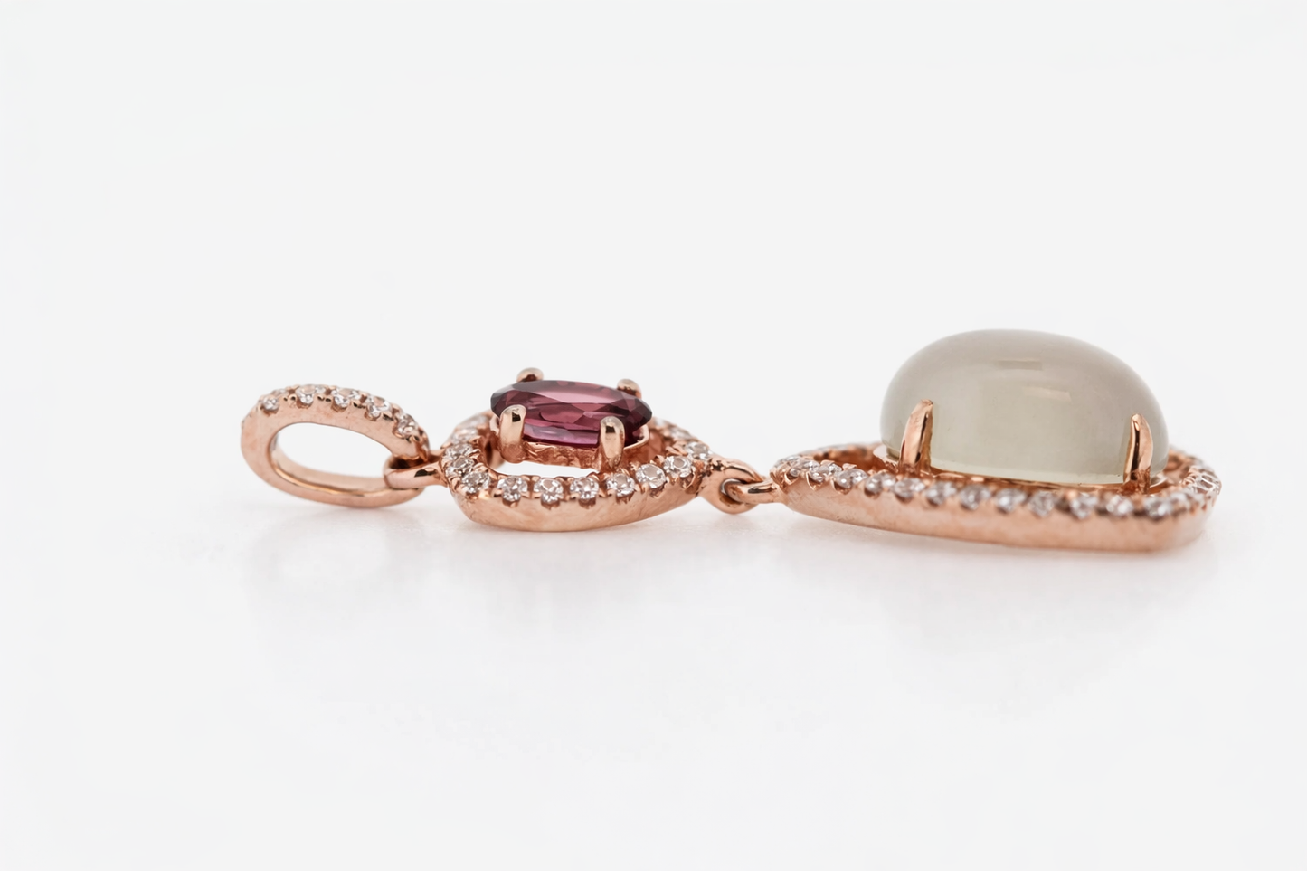 925 Vermeil Moonstone - Pink Tourmaline - White Topaz Pendant- 5DOT63 cts