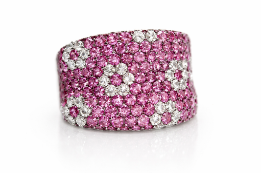 925 created Ruby-White Topaz Ring - 6DOT15 cts