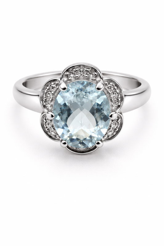 Aquamarine - Diamond Ring