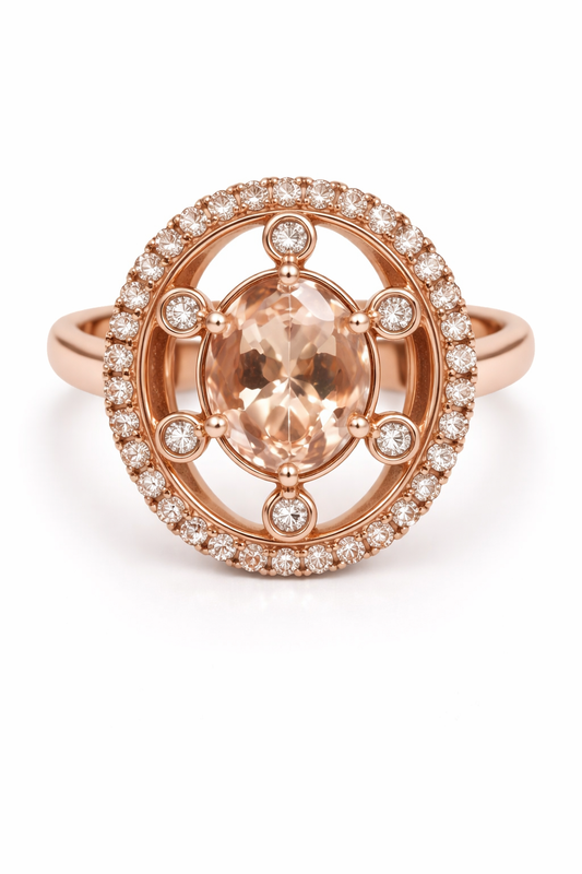 Morganite - Sapphire - Rose Gold Plated Ring