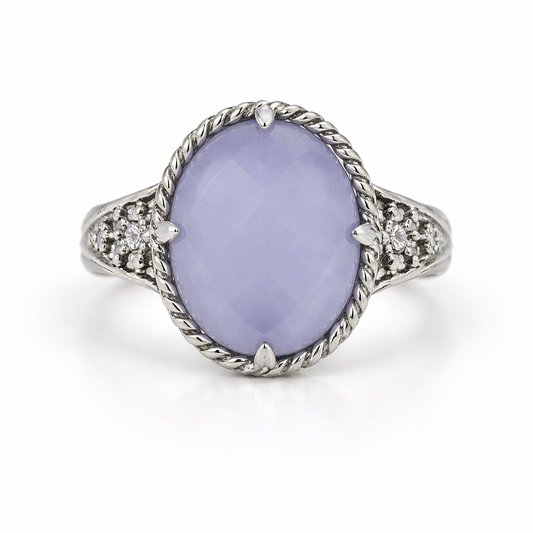 Blue Chalcedony- White Topaz Ring