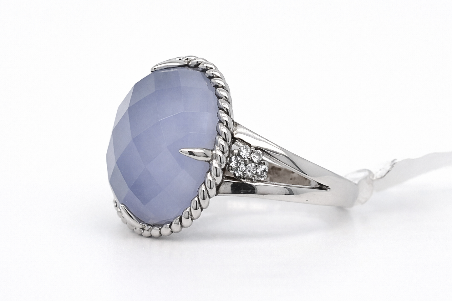 Blue Chalcedony- White Topaz Ring