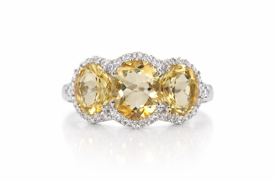 DOT925 Sterling Silver - Citrine - White Topaz Ring DOT