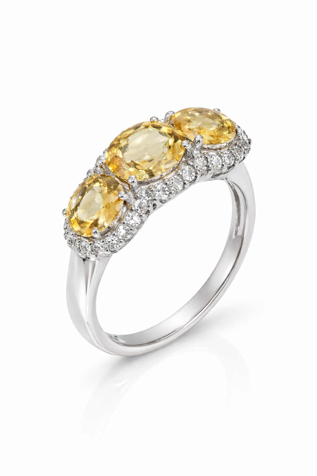 DOT925 Sterling Silver - Citrine - White Topaz Ring DOT