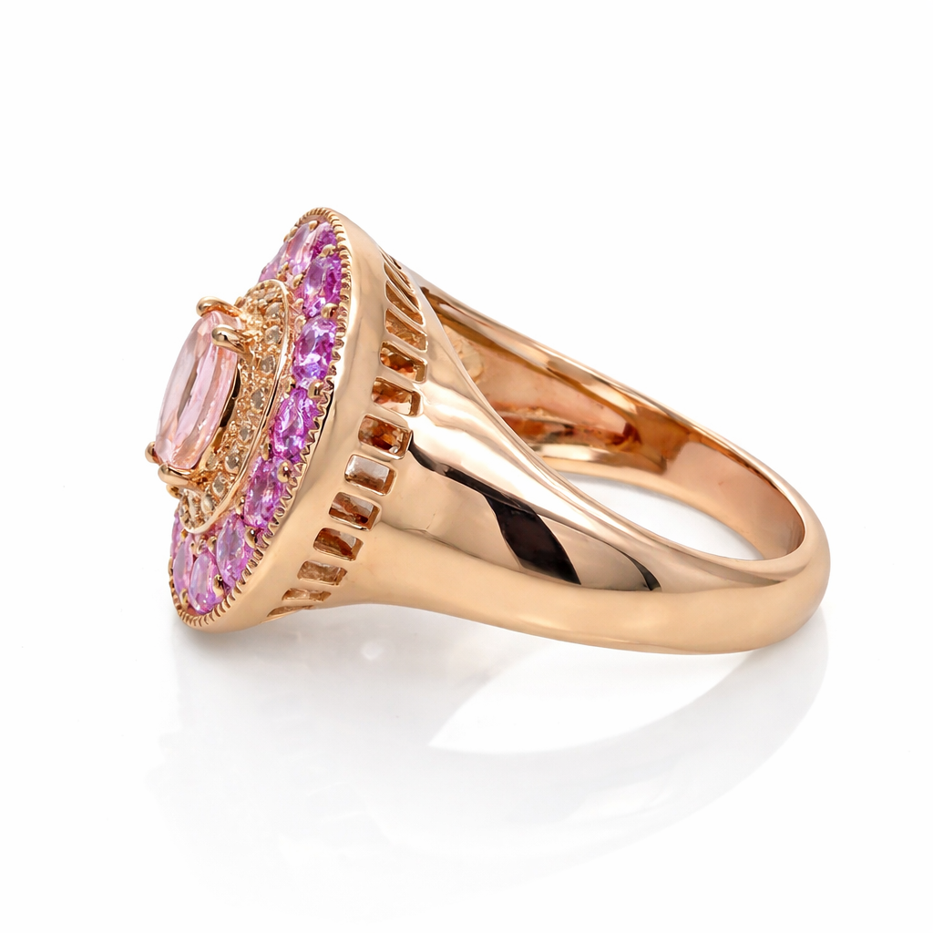 Morganite- Pink Sapphire - Rose Gold Plated Ring