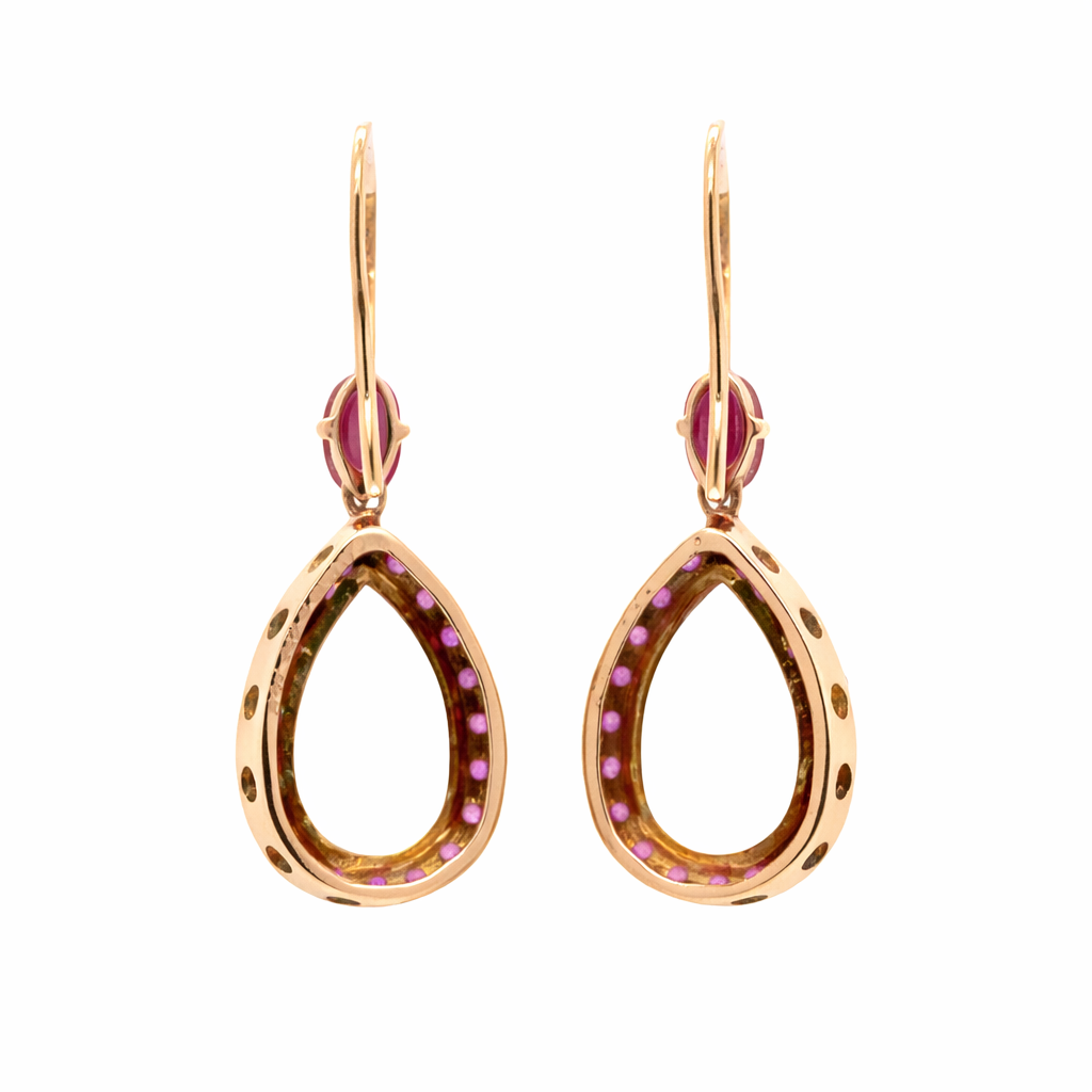 Morganite - Ruby - Diamond Tear Drop Earring