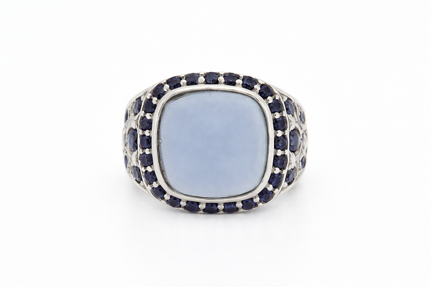 925 SS Blue Chalcedony - Blue Sapphire - Color Change Garnet Ring - 15DOT40 cts