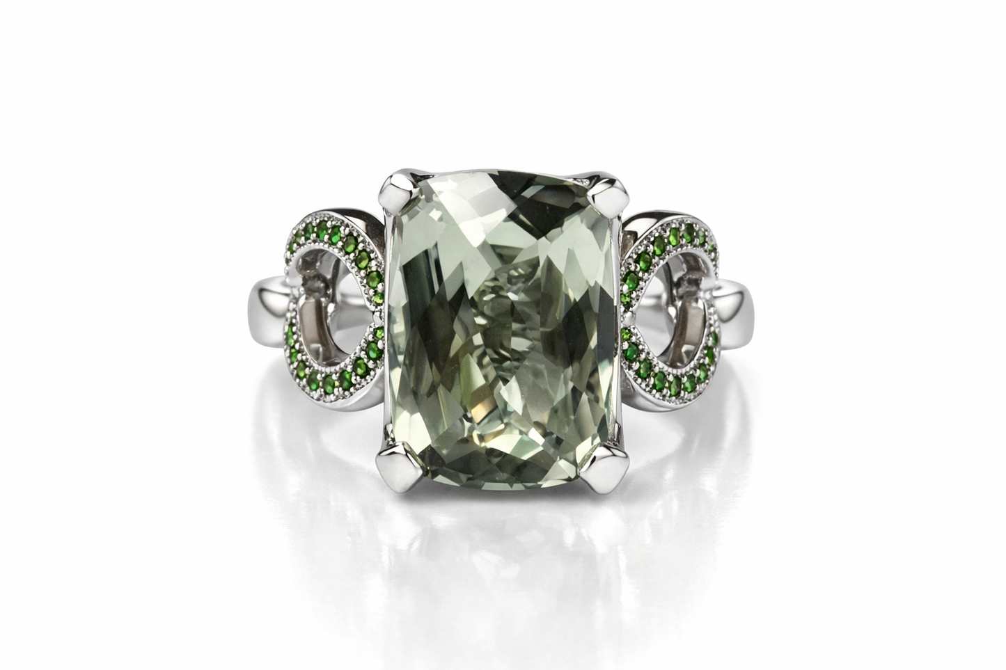 Green Ame & Chrome Diopside Ring