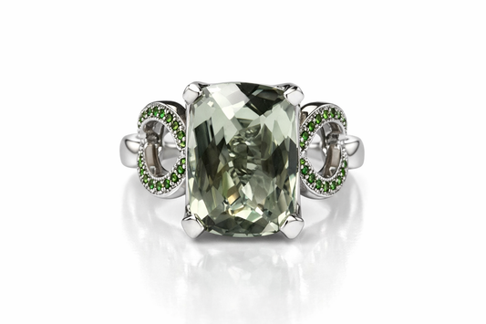 Green Ame & Chrome Diopside Ring
