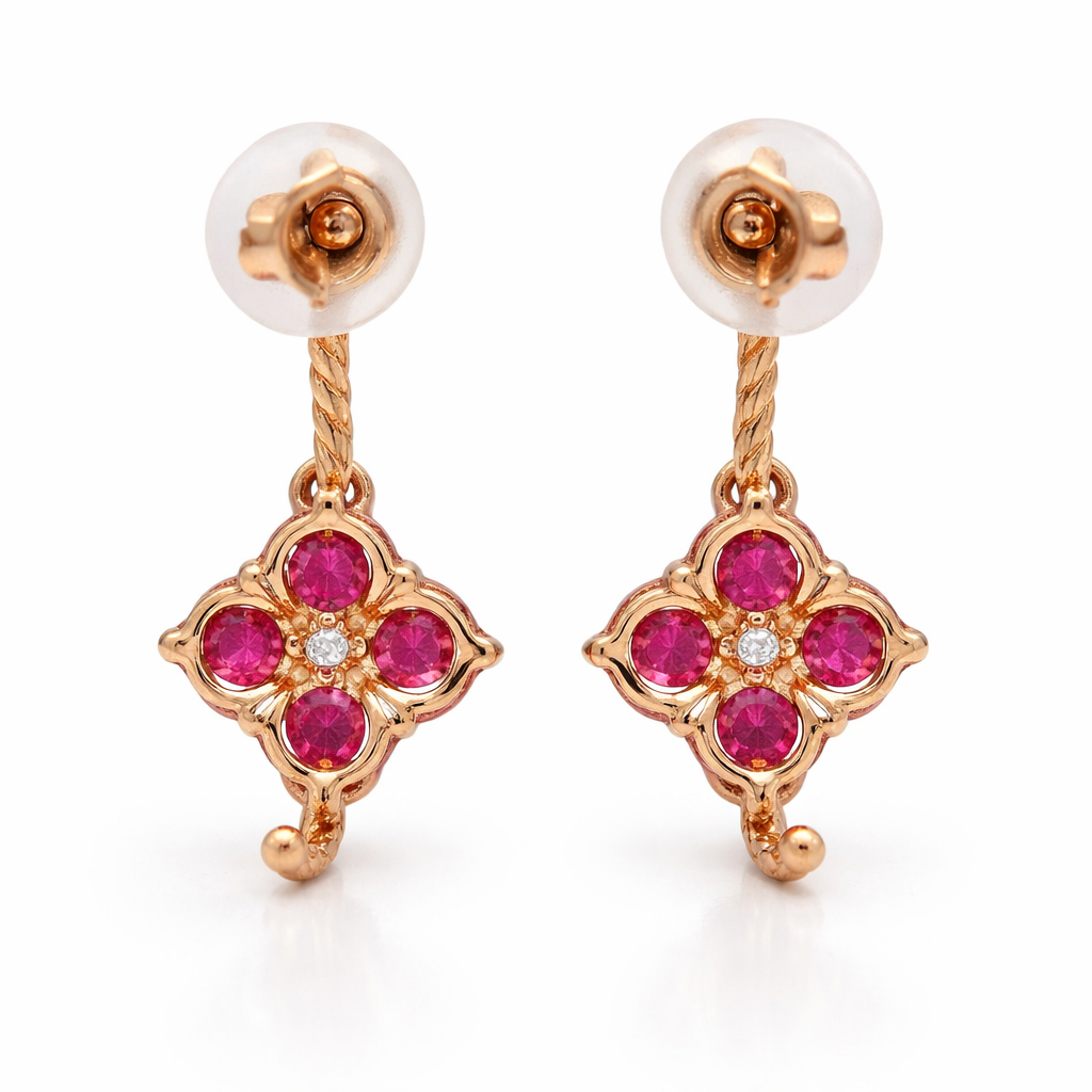 Burma Ruby - Diamond Earring