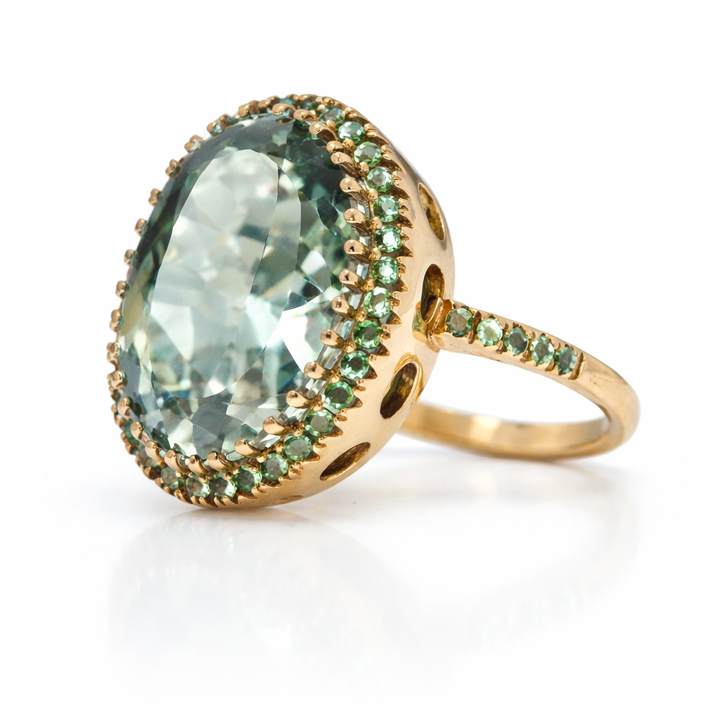 Green Amethyst- Tsavorite Ring