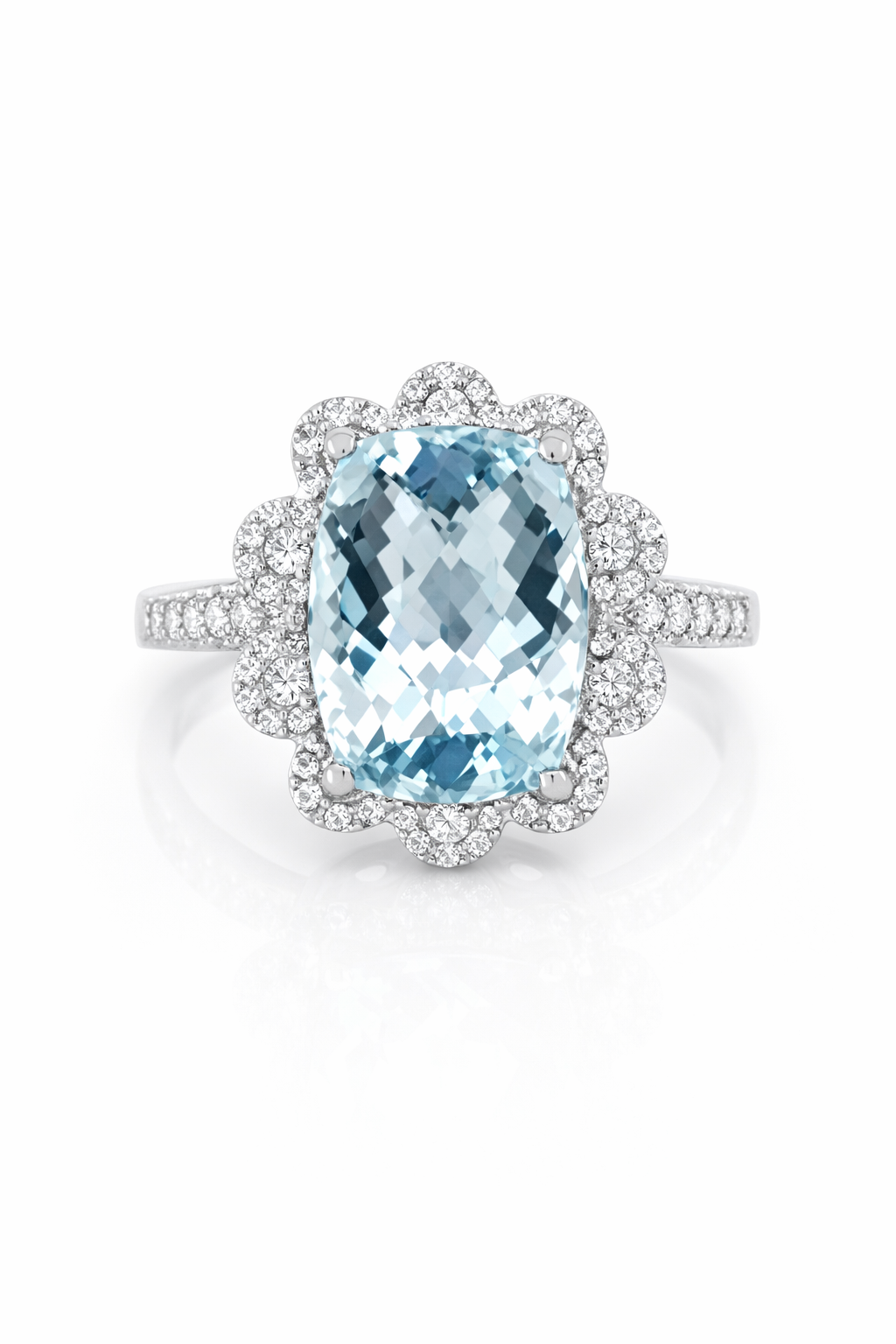 Aquamarine- White Sapphire Ring