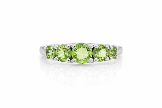 925 Peridot 5 Stone Ring - 5DOT80 cts