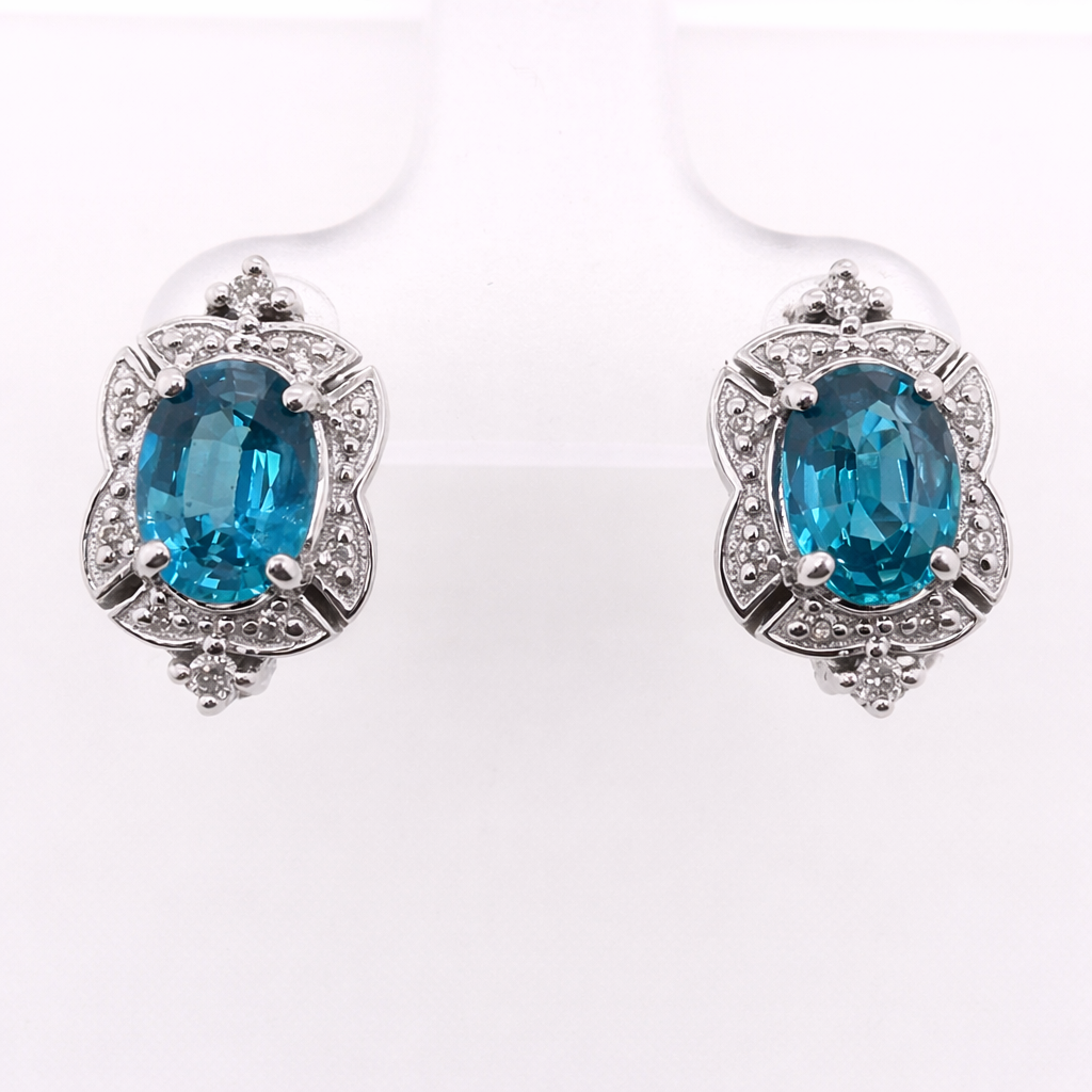 14K GOLD OVAL BLUE SAPPHIRE EARRING