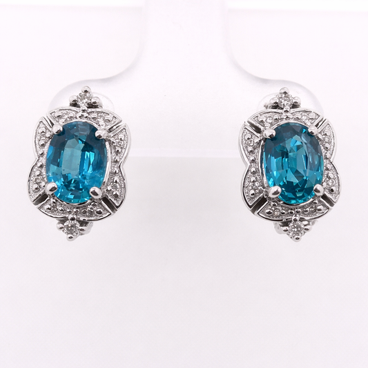 14K GOLD OVAL BLUE SAPPHIRE EARRING