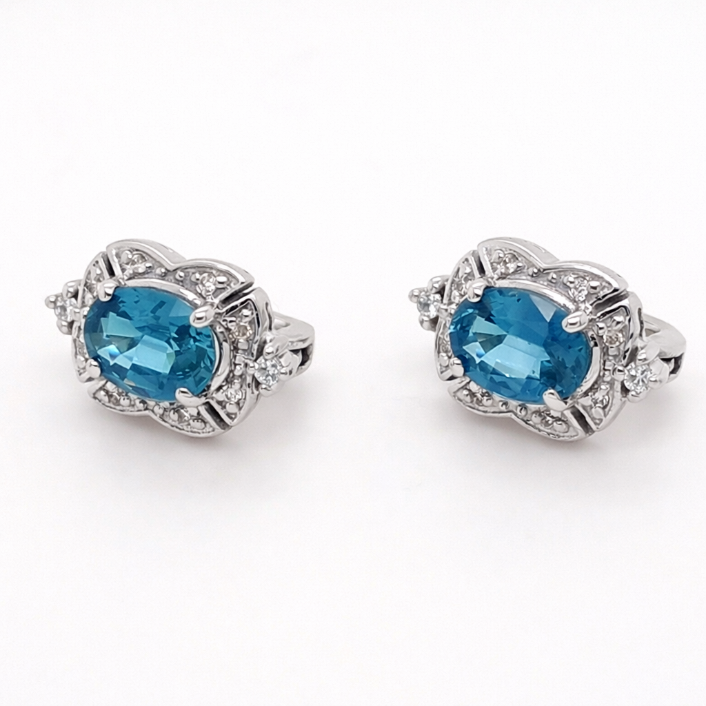 14K GOLD OVAL BLUE SAPPHIRE EARRING