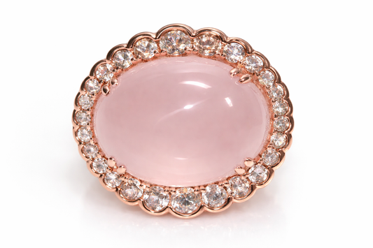 Rose Quartz - White Topaz Ring