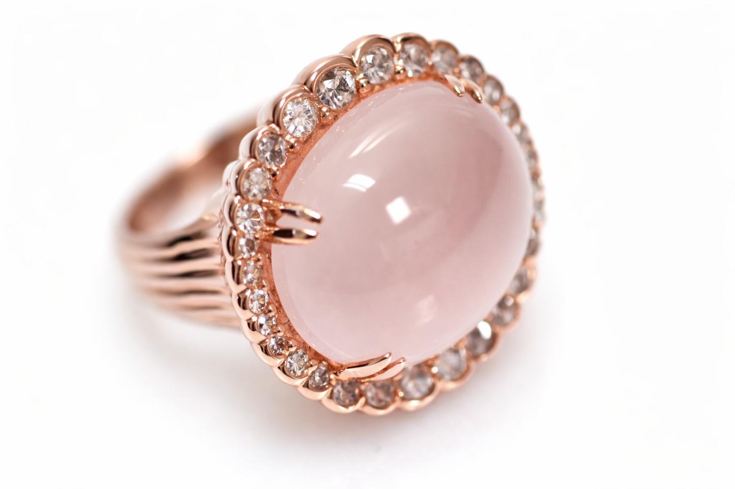 Rose Quartz - White Topaz Ring