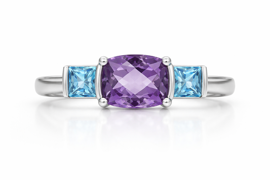 925 Amethyst - Blue Topaz Ring - 5DOT30 cts