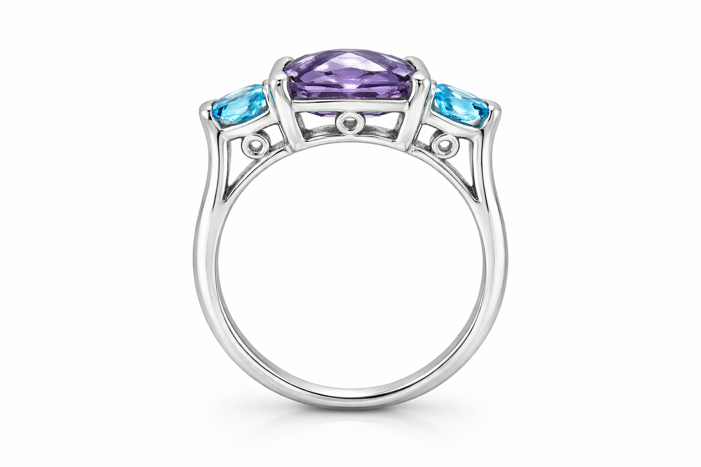 925 Amethyst - Blue Topaz Ring - 5DOT30 cts