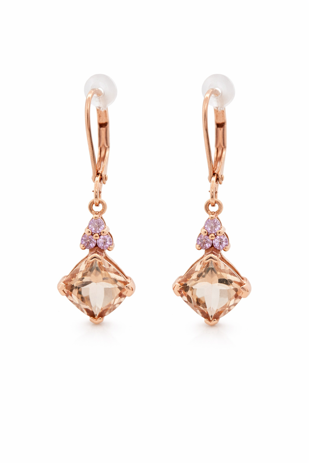 Morganite- Pink Sapphire Lever back Earring