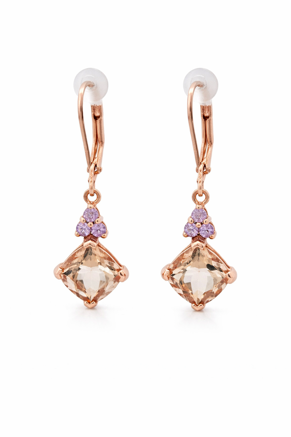Morganite- Pink Sapphire Lever back Earring