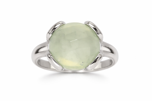 DOT925 Sterling Silver - Prehnite - White Topaz Ring DOT
