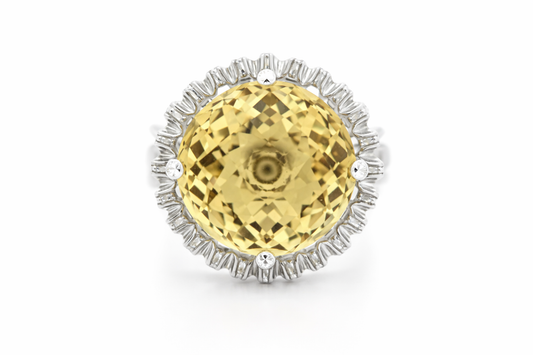 925 Citrine - White Topaz Ring - 11DOT92 cts
