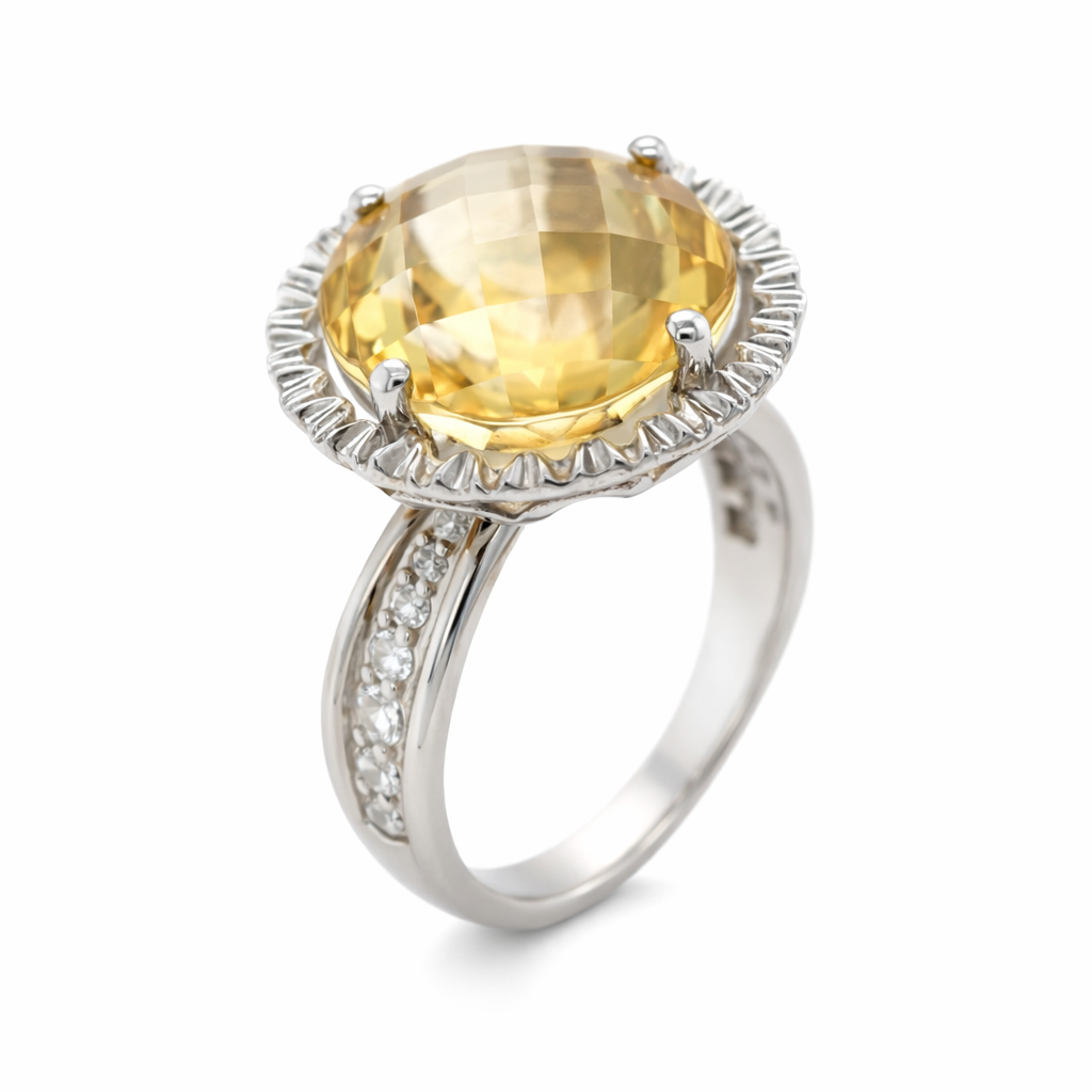 925 Citrine - White Topaz Ring - 11DOT92 cts