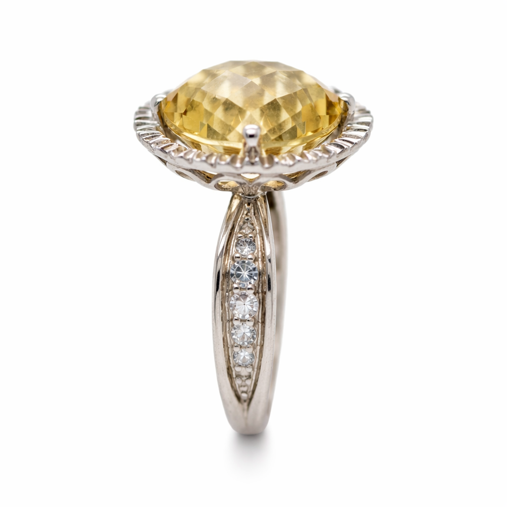 925 Citrine - White Topaz Ring - 11DOT92 cts