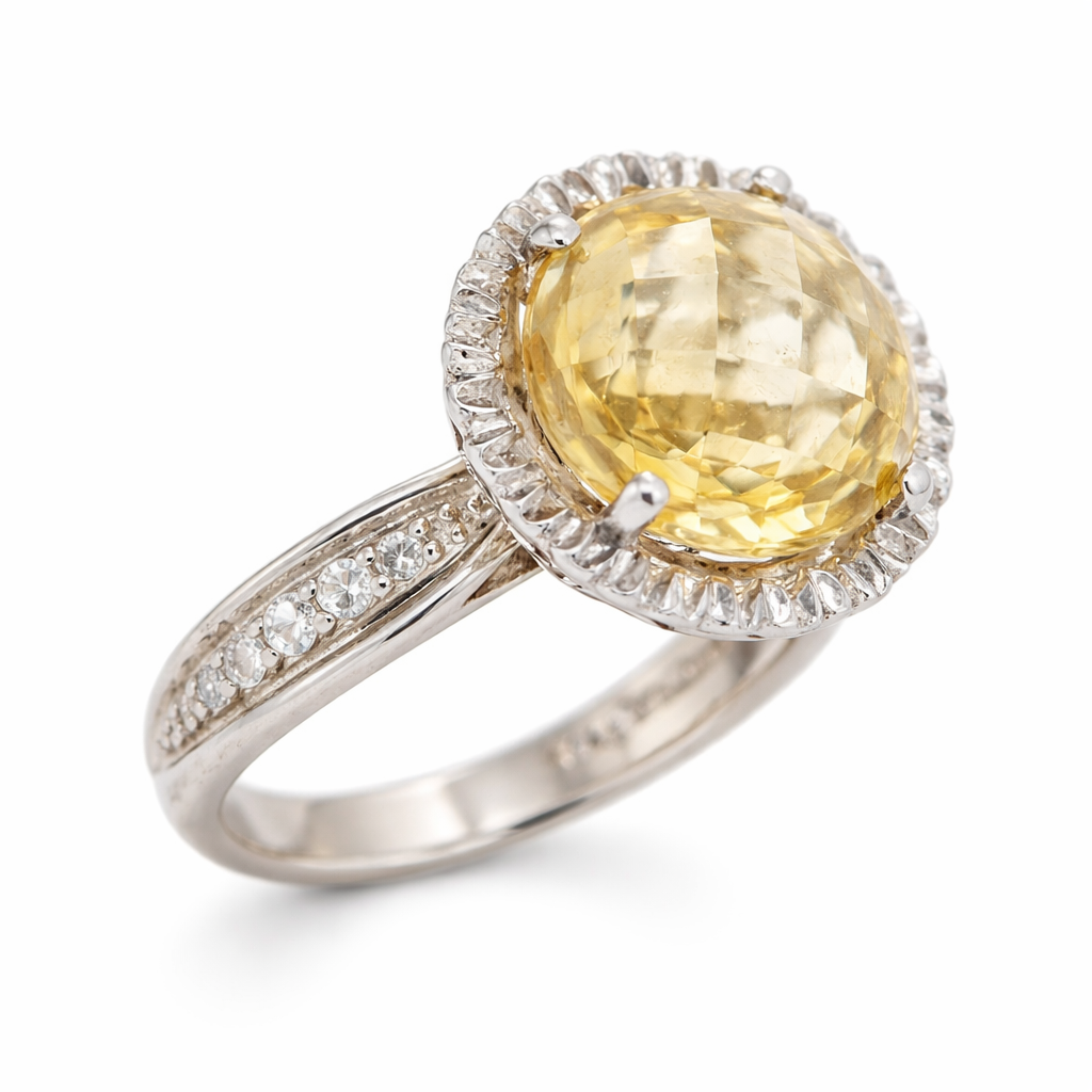 925 Citrine - White Topaz Ring - 11DOT92 cts