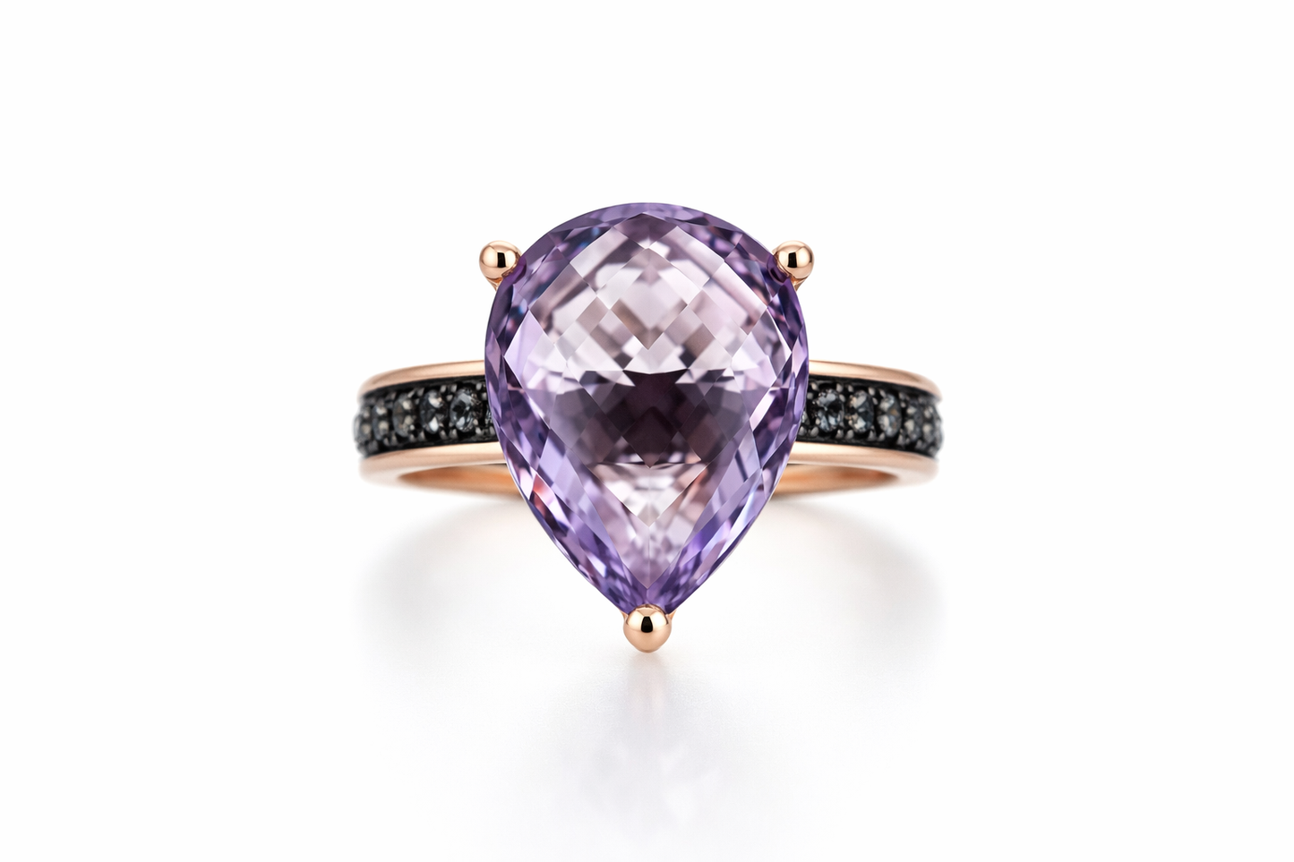 925 Vermeil Rose De France w- Black Spinel Ring -16DOT57 cts