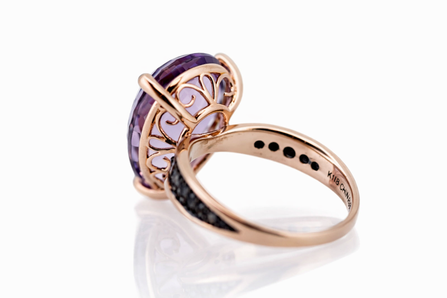 925 Vermeil Rose De France w- Black Spinel Ring -16DOT57 cts