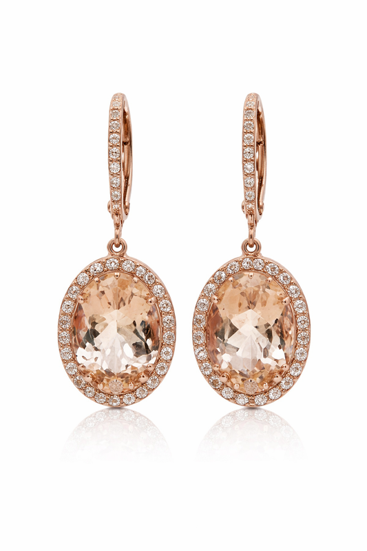Rose Gold Plated Morganite Lever Back Drop Earring