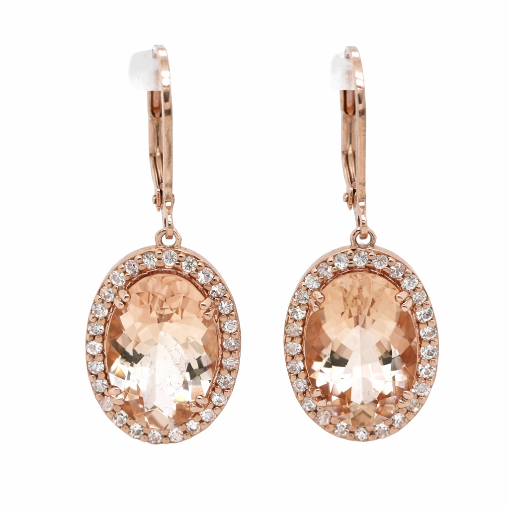 Rose Gold Plated Morganite Lever Back Drop Earring