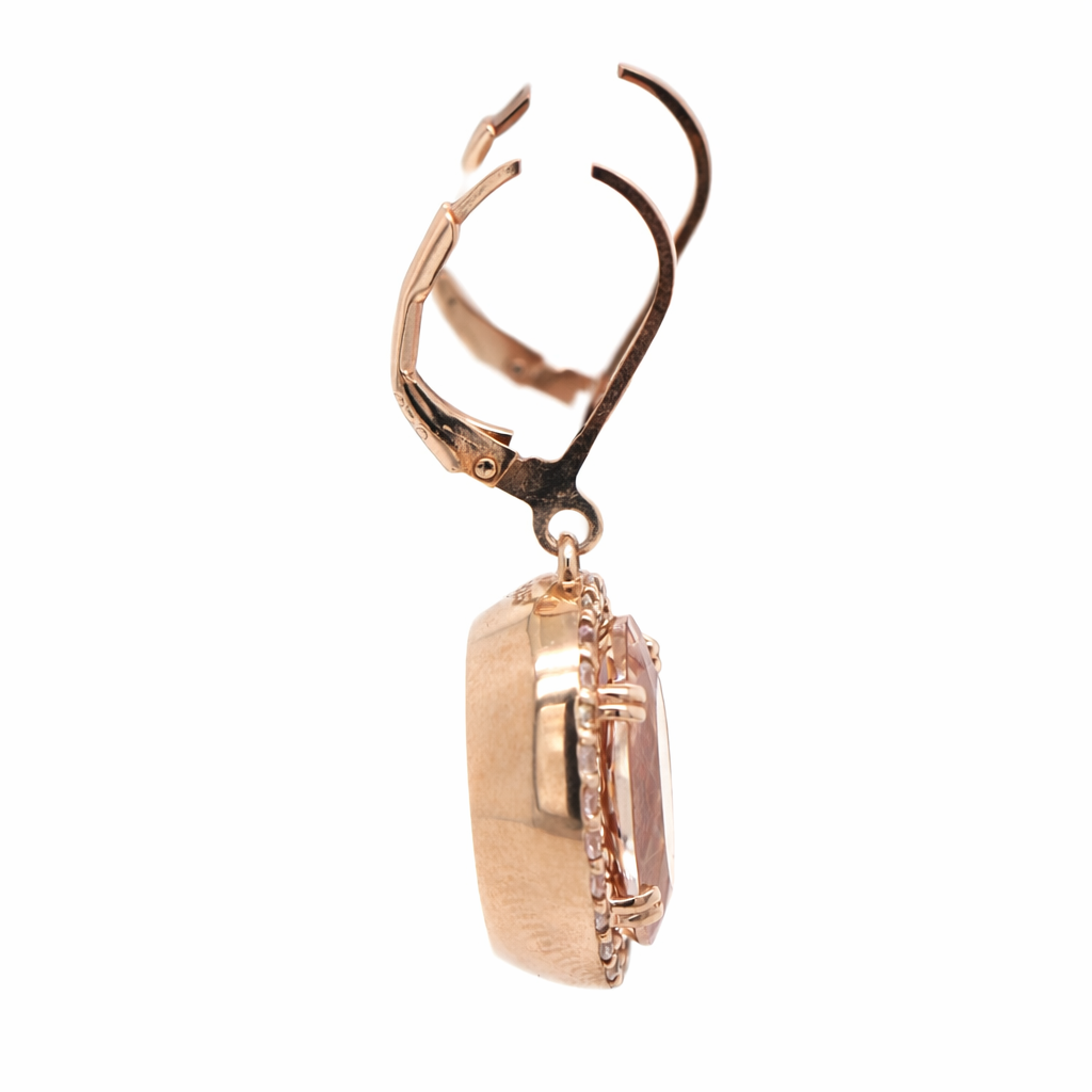 Rose Gold Plated Morganite Lever Back Drop Earring