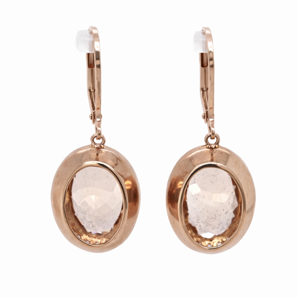 Rose Gold Plated Morganite Lever Back Drop Earring