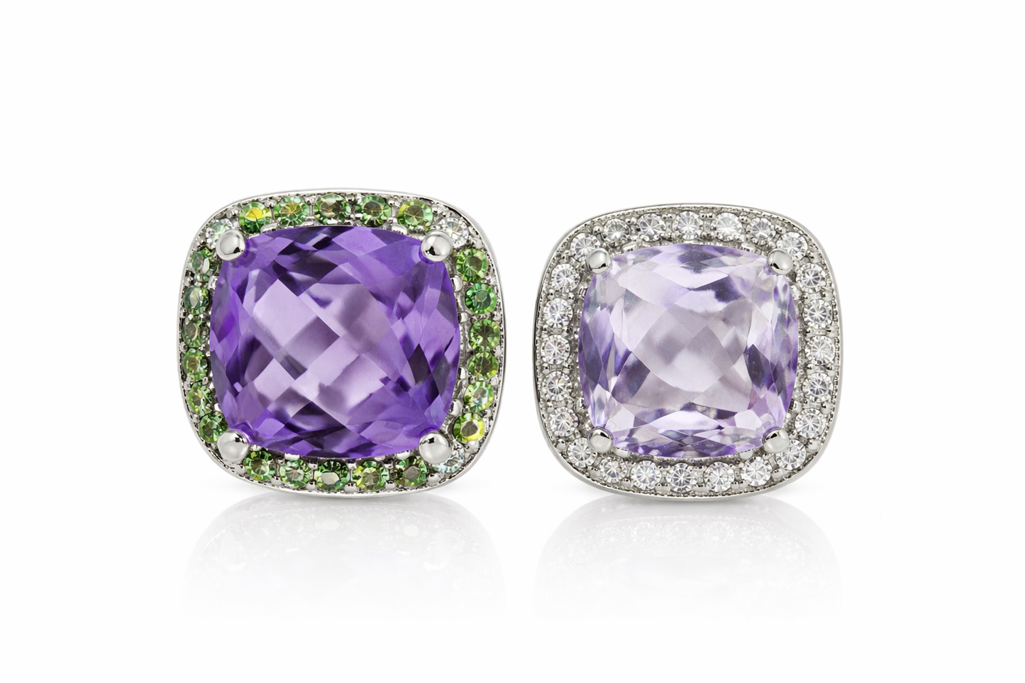 DOT925 Sterling Silver - Amethyst - Chrome Diopside - White Topaz Ring DOT