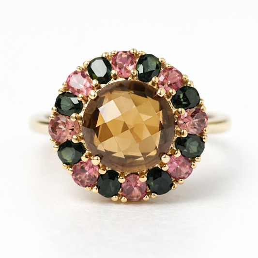Tourmaline - Cognac Quartz Ring