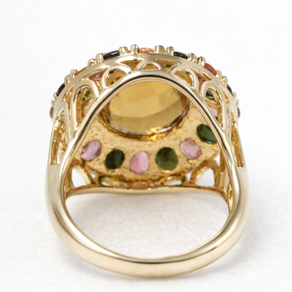 Tourmaline - Cognac Quartz Ring