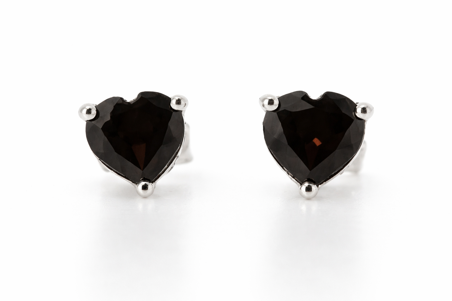 Heart-Shaped Garnet Heavy Push Back Stud Earring