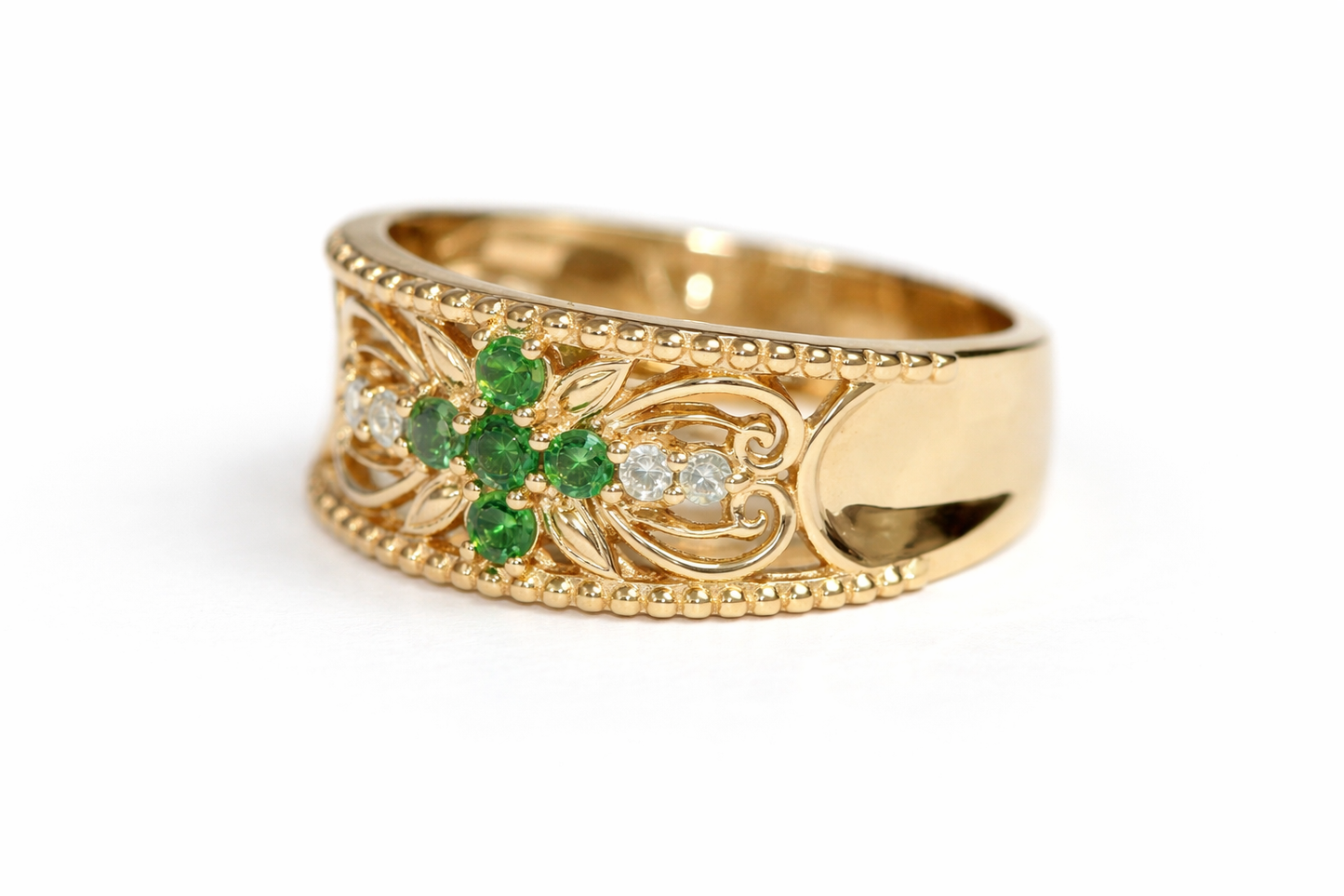 Tsavorite - Color Change Garnet - yellow gold plated ring