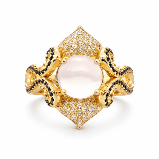 Rose Quartz - Garnet - White Topaz Ring