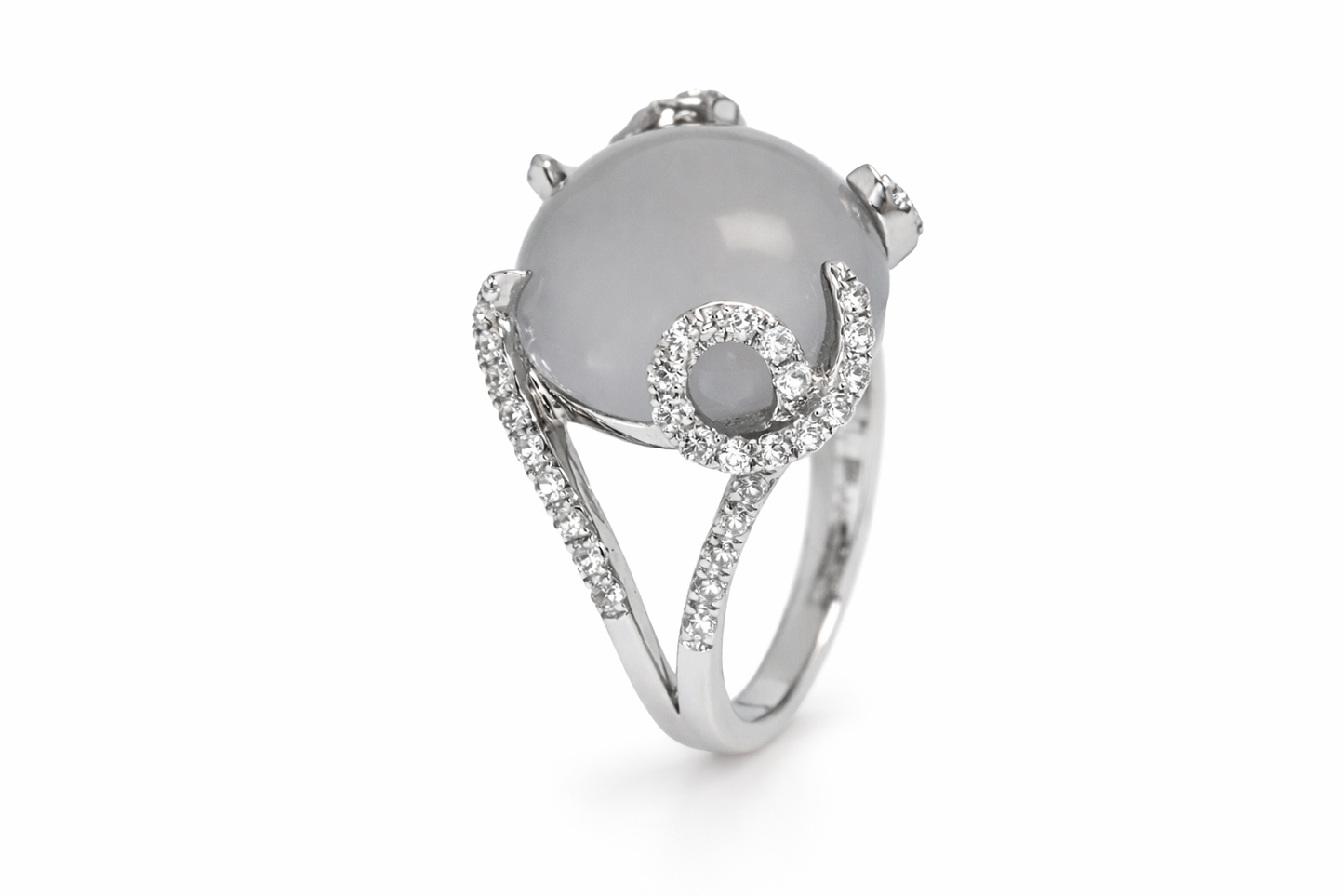 925 Blue Chalcedony - White Topaz Ring - 1DOT41 cts