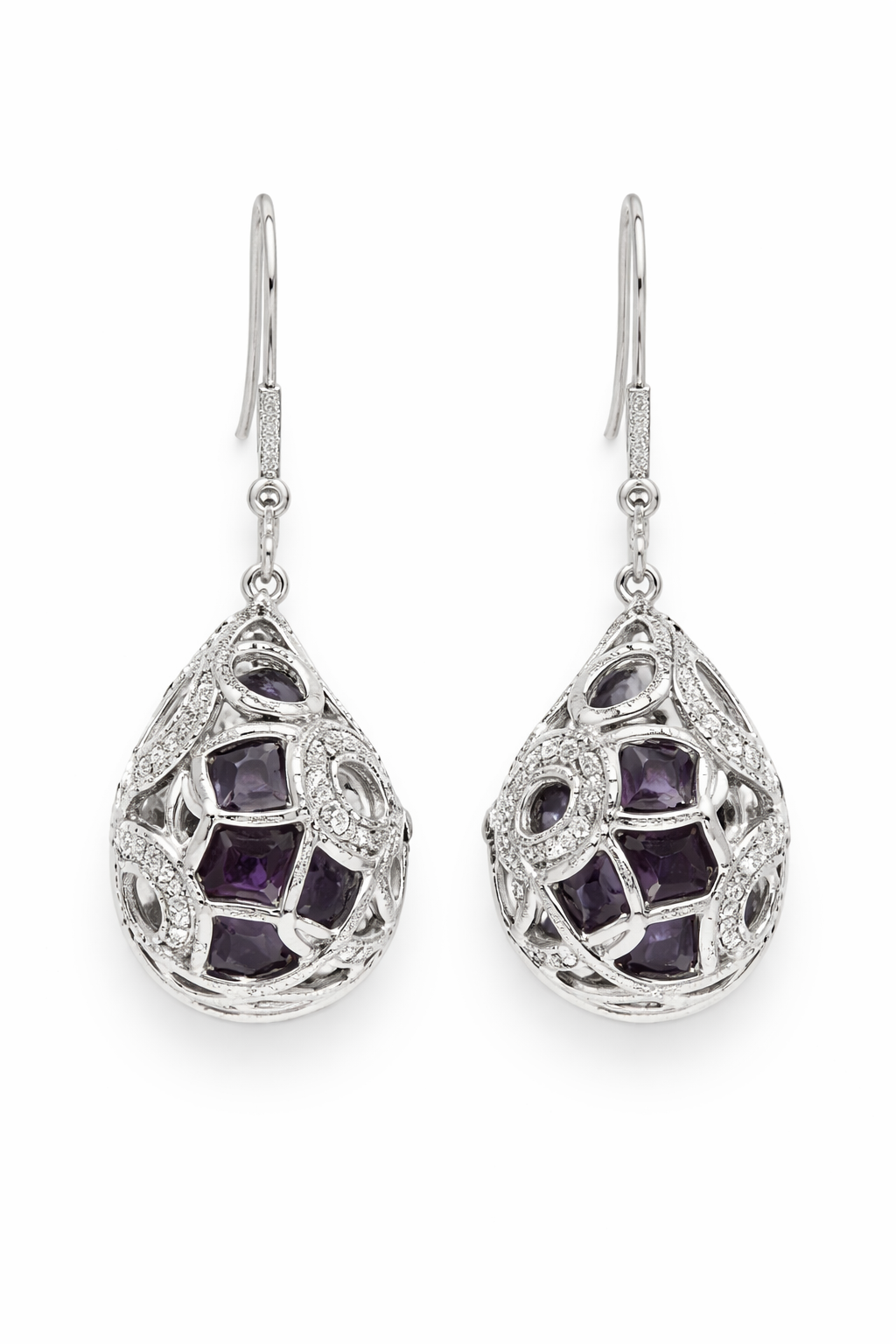 925 Agate - White Topaz Earrings - 3DOT25 cts