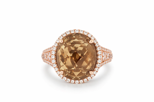 925 Cognac Quartz - White Topaz Ring - 8DOT24 cts